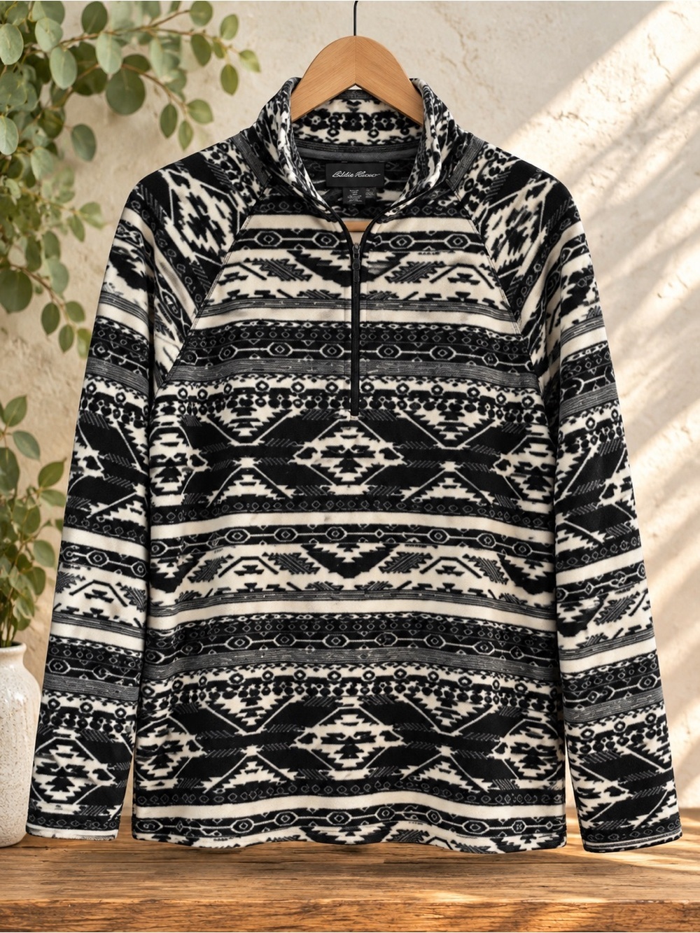 Eddie Bauer Black and White Patterned Sweater